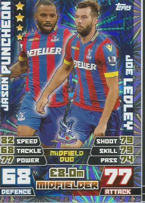 CRYSTAL PALACE   - TOPPS `MATCH ATTAX EPL` 2014/15 - `DUO` FOIL TRADING CARD