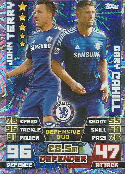 CHELSEA FC   - TOPPS `MATCH ATTAX EPL` 2014/15 - `DUO` FOIL TRADING CARD