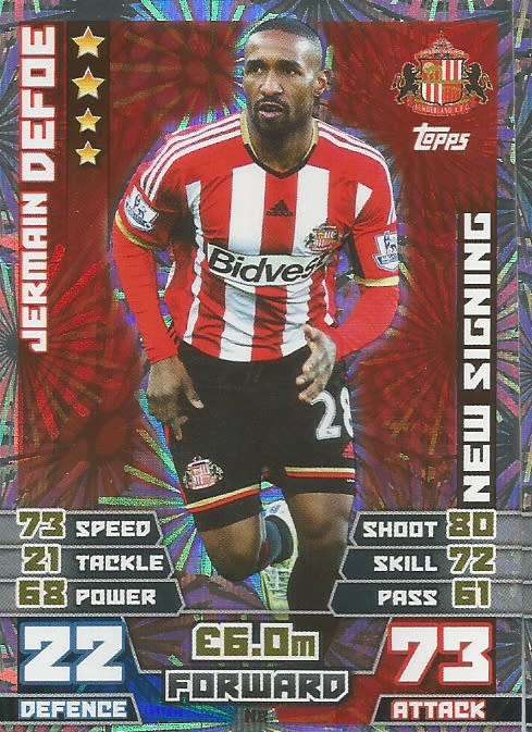 JERMAINE DEFOE - TOPPS `MATCH ATTAX EPL ` EXTRA 2015 - `NEW SIGNING` FOIL TRADING CARD