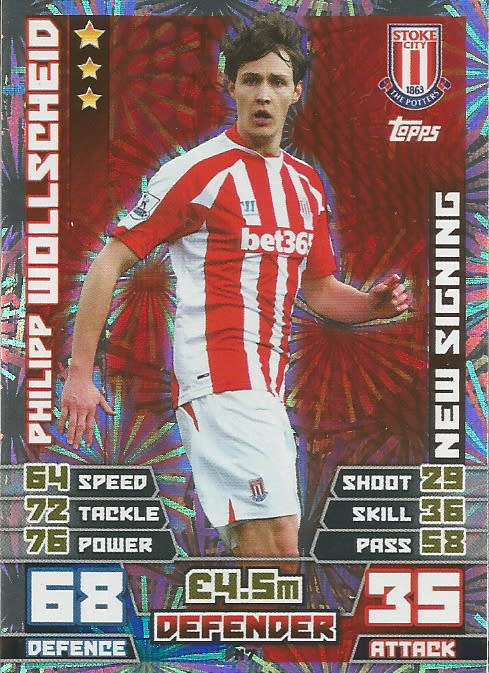 PHILIPP WOLLSCHEID - TOPPS `MATCH ATTAX EPL ` EXTRA 2015 - `NEW SIGNING` FOIL TRADING CARD