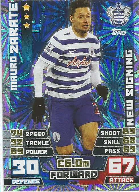 MAURO ZARATE - TOPPS `MATCH ATTAX EPL ` EXTRA 2015 - `NEW SIGNING` FOIL TRADING CARD