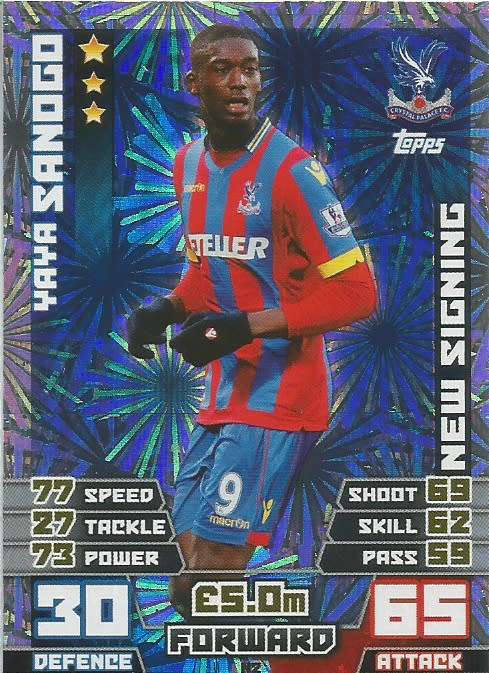YAYA SANOGO - TOPPS `MATCH ATTAX EPL ` EXTRA 2015 - `NEW SIGNING` FOIL TRADING CARD