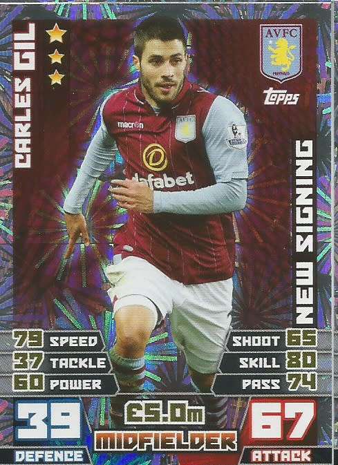 CARLES GIL - TOPPS `MATCH ATTAX EPL ` EXTRA 2015 - `NEW SIGNING` FOIL TRADING CARD