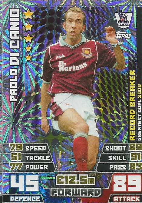 PAOLO DI CANIO - TOPPS `MATCH ATTAX EPL` 2014/15 - FOIL `RECORD BREAKER` TRADING CARD 449