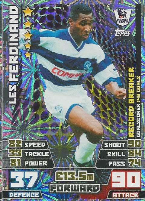 LES FERDINAND - TOPPS `MATCH ATTAX EPL` 2014/15 - FOIL `RECORD BREAKER` TRADING CARD 428