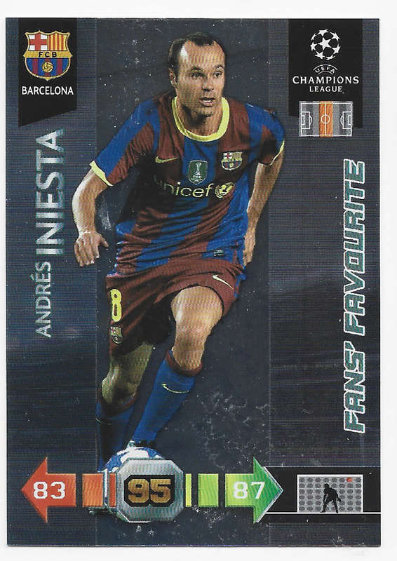 ANDRES INIESTA - PANINI `CHAMPIONS LEAGUE` 2010/2011 COLLECTION - `FANS FAVOURITE`TRADING CARD