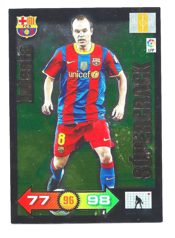 ANDRES INIESTA - MC `LA LIGA SANTANDER` 2010/11 - RARE FOIL  `SUPER CRACK` TRADING CARD