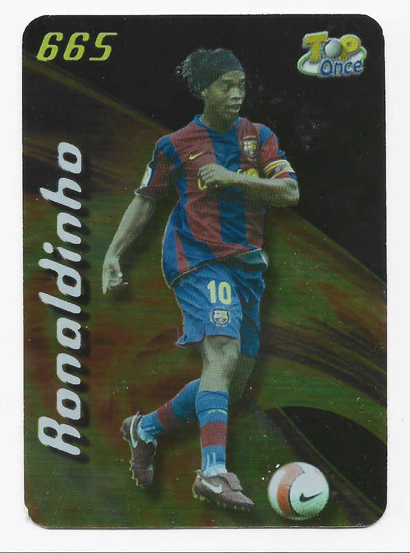 RONALDINHO (Barcelona) - MUNDI CROMO `SPAIN LA LIGA` 2007/08 - DIE CUT `FIRE REFRACTOR` CARD