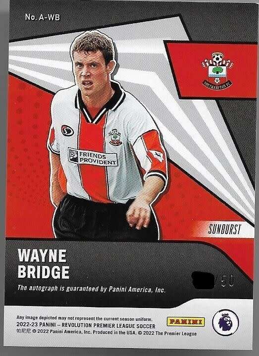 WAYNE BRIDGE (Southampton) - PANINI P/League Revolution 2023 - CERTIFIED `AUTOGRAPHED` CARD 20 of 50
