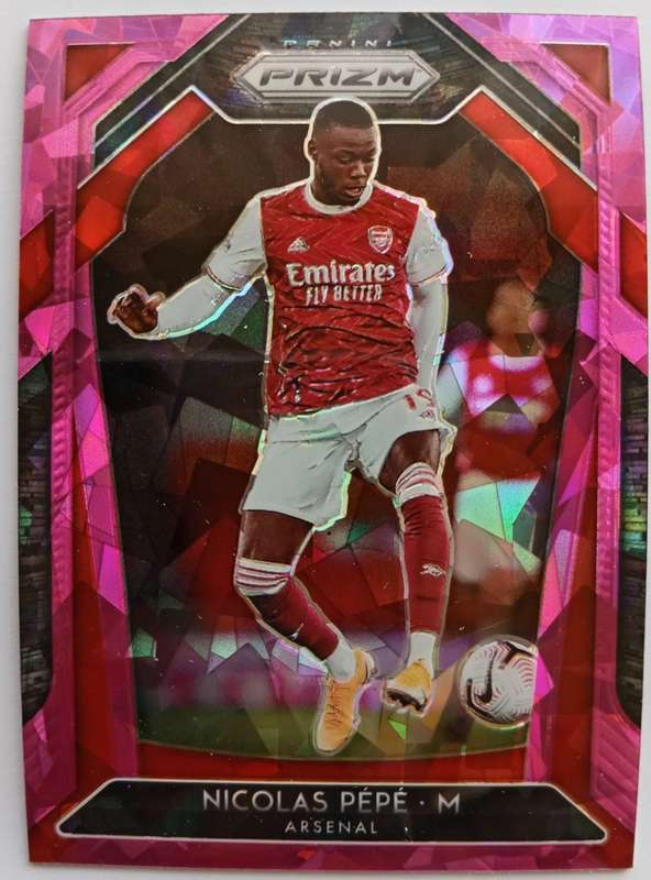 NICOLAS PEPE (Arsenal) - PANINI P/League PRIZM 2021 - `PINK CRACKED ICE` TRADING CARD