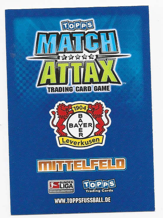 TONI KROOS (Leverkusen) - TOPPS `MATCH ATTAX BUNDESLIGA` 2009/10 - SIGNED ROOKIE BASE TRADING CARD