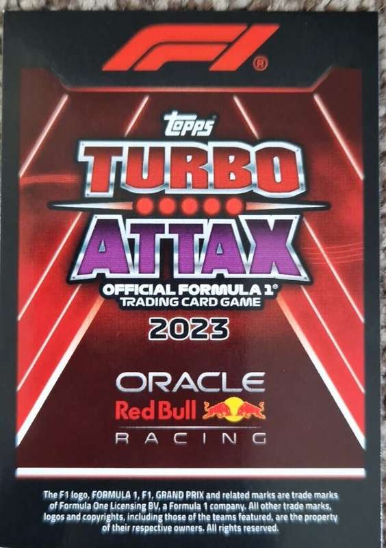 MAX VERSTAPEN - TOPPS `TURBO ATTAX F1` 2023 COLLECTION - GOLD FOIL LIMITED EDITION TRADING CARD