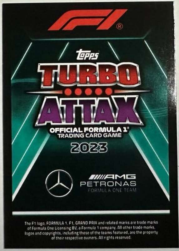 LEWIS HAMILTON - TOPPS `TURBO ATTAX F1` 2023 COLLECTION - GOLD FOIL LIMITED EDITION TRADING CARD