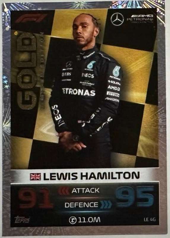LEWIS HAMILTON - TOPPS `TURBO ATTAX F1` 2023 COLLECTION - GOLD FOIL LIMITED EDITION TRADING CARD