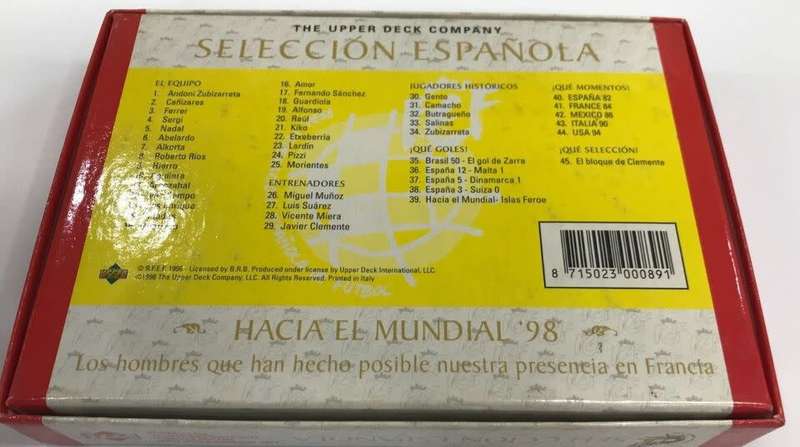 SPAIN - UPPER DECK `FIFA WORLD CUP 1998` TEAM BOX SET - COMPLETE 45 TRADING CARD SET IN BOX