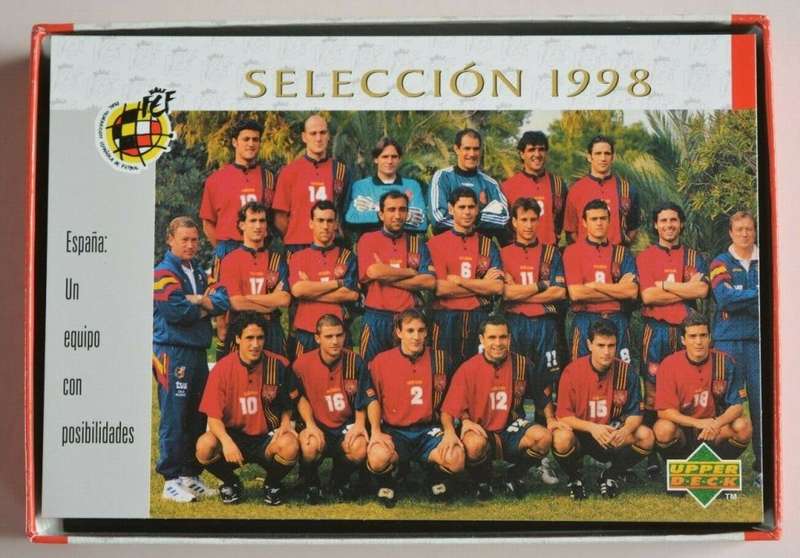 SPAIN - UPPER DECK `FIFA WORLD CUP 1998` TEAM BOX SET - COMPLETE 45 TRADING CARD SET IN BOX