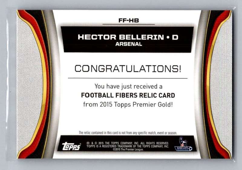 HECTOR BELLERIN - TOPPS `PREMIER GOLD` 2015/16 - AUTHENTIC `CERTIFIED MEMORABILIA` TRADING CARD B