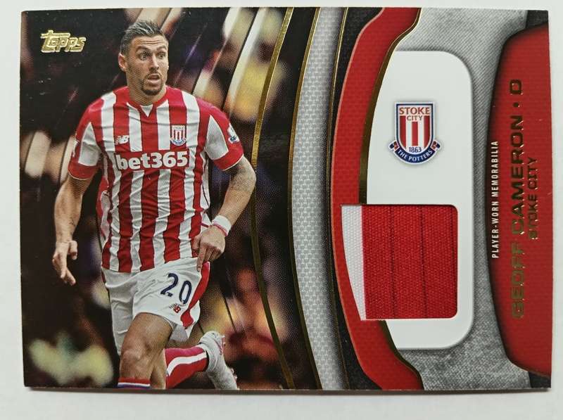GEOFF CAMERON - TOPPS `PREMIER GOLD` 2015/16 - AUTHENTIC `CERTIFIED MEMORABILIA` TRADING CARD