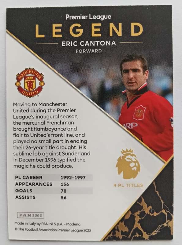 ERIC CANTONA - PANINI English Premier League 2023/24 -ULTRA RARE `AUTHENTIC AUTOGRAPH` CARD