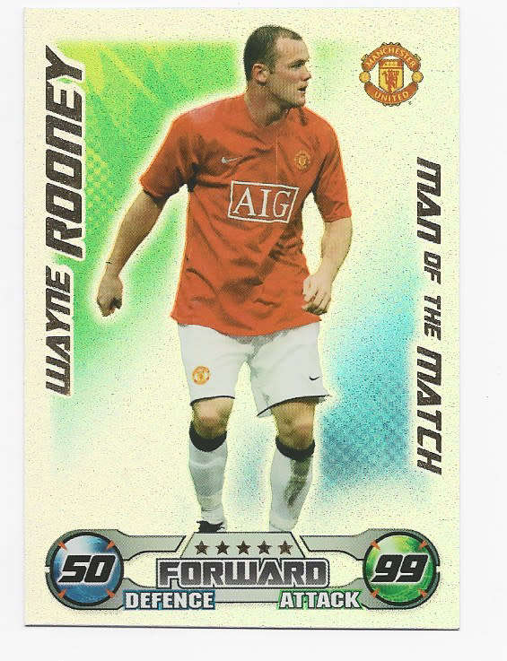 WAYNE ROONEY - TOPPS`MATCH ATTAX` 2008/09 - FOIL `Man of the Match` TRADING CARD