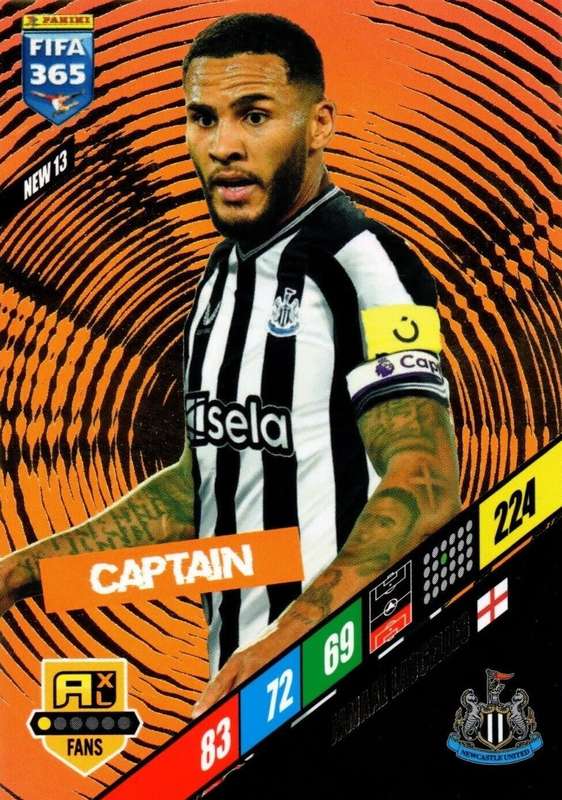 JAMAAL LASCELLES - PANINI `FIFA 365 COLLECTION` 2024 - `CAPTAIN` FOIL TRADING CARD NEW13