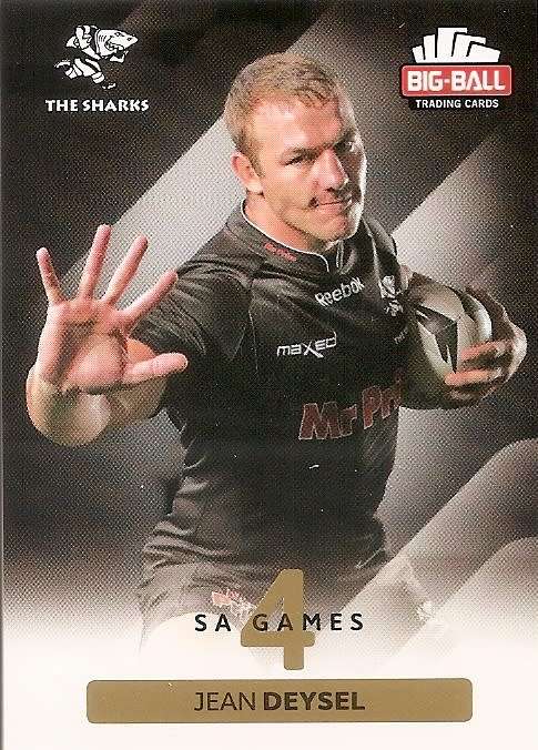 JEAN DEYSEL - BIG BALL RUGBY COLLECTION  2012 - THE SHARKS BASE CARD 223