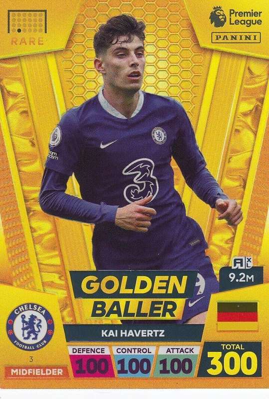 KAI HAVERTZ - PANINI Eng. Premier League 2022/2023 - RARE `GOLDEN BALLER` TRADING CARD 3