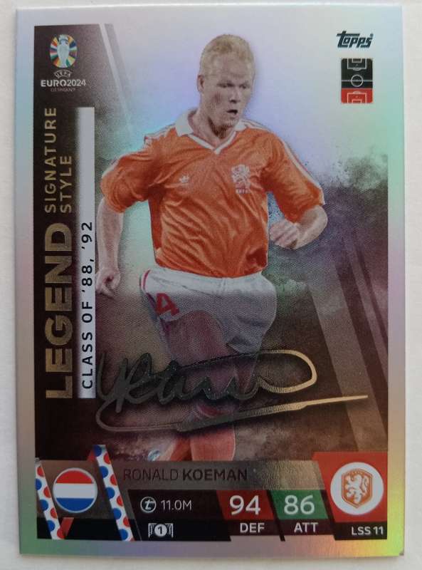RONALD KOEMAN - Topps `UEFA EURO 2024` Collection - LEGEND `SIGNATURE` Trading Card LSS11