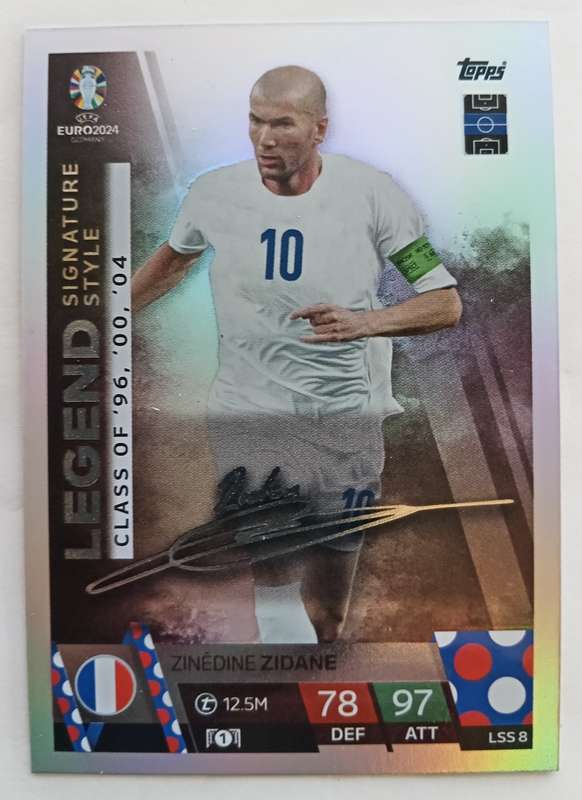 ZINEDINE ZIDANE - Topps `UEFA EURO 2024` Collection - LEGEND `SIGNATURE` Trading Card LSS8