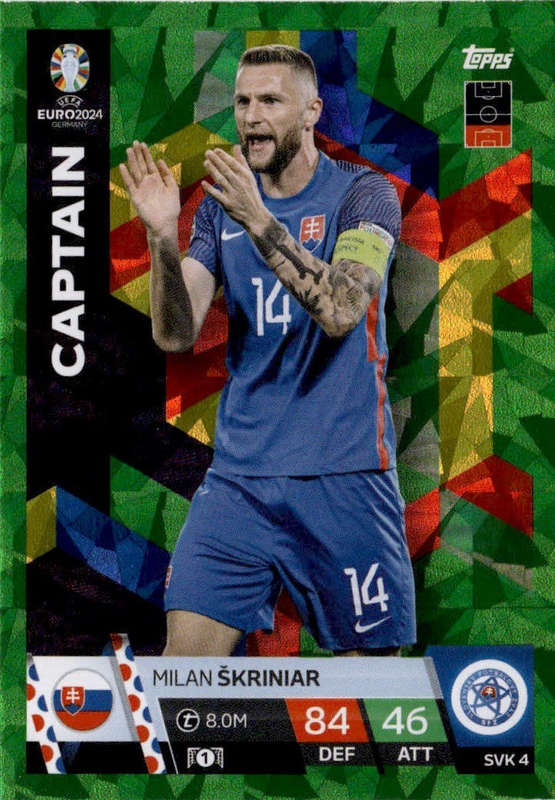 MILAN SKRINIAR - Topps `UEFA EURO 2024` Collection -  EMERALD PARALLEL`CAPTAIN` Trading Card