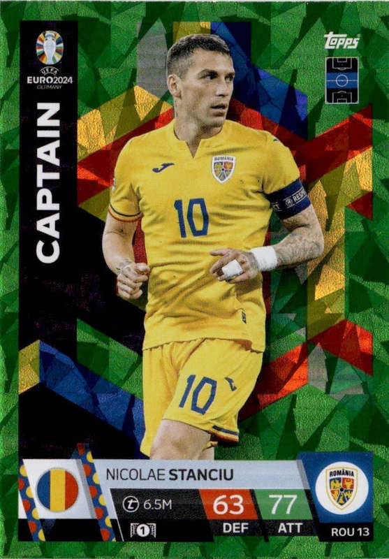 NICOLAE STANCIU - Topps `UEFA EURO 2024` Collection -  EMERALD PARALLEL`CAPTAIN` Trading Card
