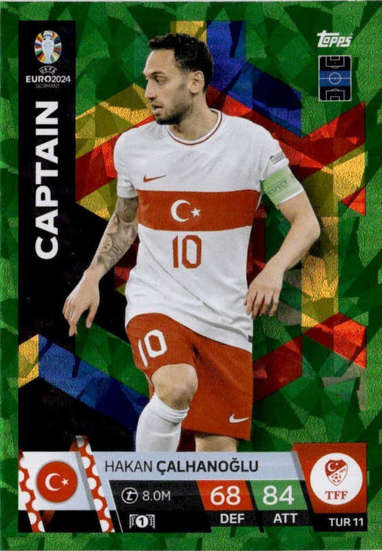 H. CALHANOGLU - Topps `UEFA EURO 2024` Collection -  EMERALD PARALLEL`CAPTAIN` Trading Card