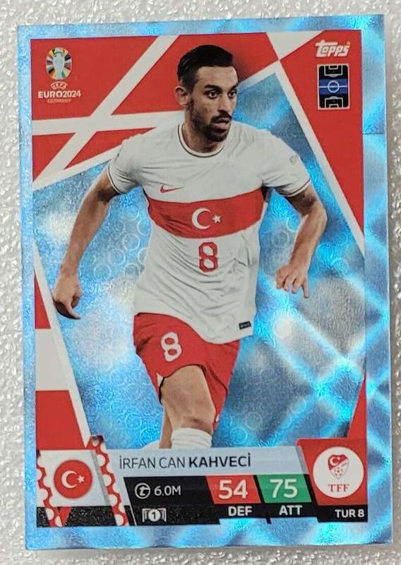 IRFAN CAN KAHVECI - Topps `UEFA EURO 2024` Collection - BLUE SAPHIRE Trading Card TUR8