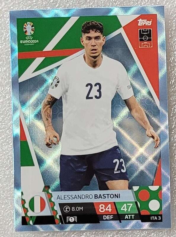 A. BASTONI - Topps `UEFA EURO 2024` Collection - BLUE SAPHIRE Trading Card ITA3