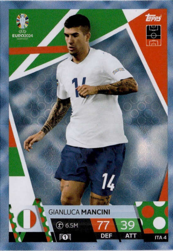 GIANLUCA MANCINI - Topps `UEFA EURO 2024` Collection - BLUE SAPHIRE Trading Card ITA4