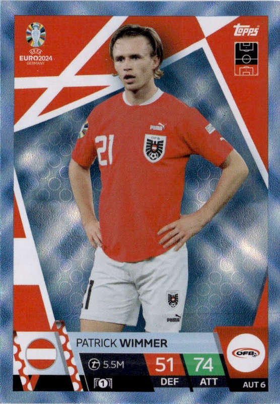 PATRICK WIMMER - Topps `UEFA EURO 2024` Collection - BLUE SAPHIRE Trading Card AUT6