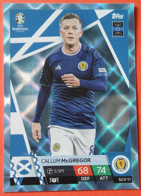 CALLUM McGREGOR - Topps `UEFA EURO 2024` Collection - BLUE SAPHIRE Trading Card SCO11
