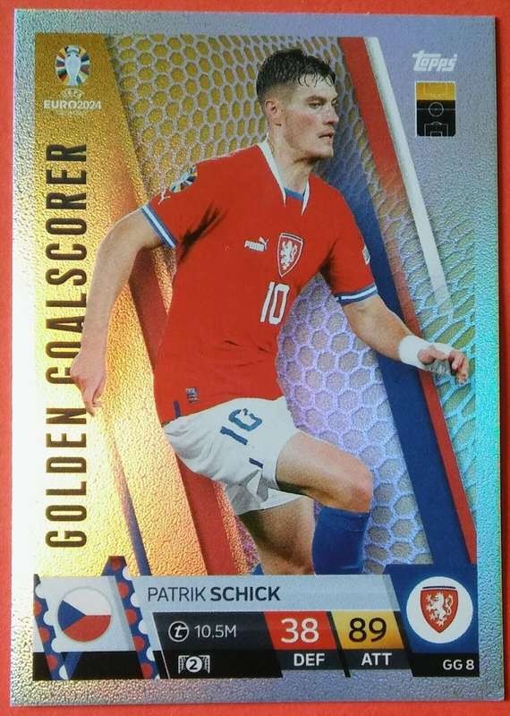 PATRIK SCHICK - Topps `UEFA EURO 2024` Collection - FOIL `GOLDEN GOALSCORER` Trading Card GG8
