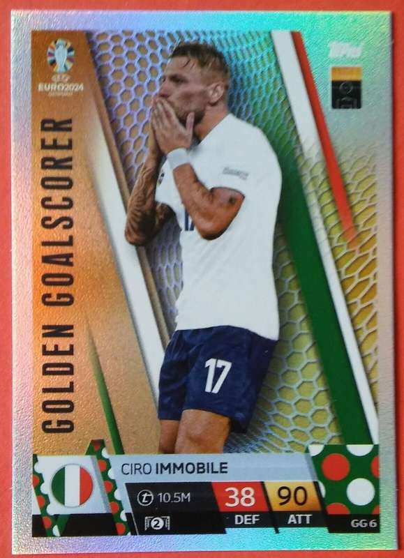CIRO IMMOBILE - Topps `UEFA EURO 2024` Collection - FOIL `GOLDEN GOALSCORER` Trading Card GG6
