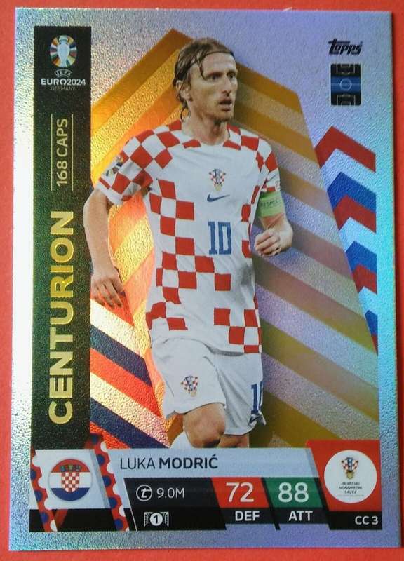 LUKA MODRIC - Topps `UEFA EURO 2024` Collection -  FOIL`CENTURION` Trading Card CC3