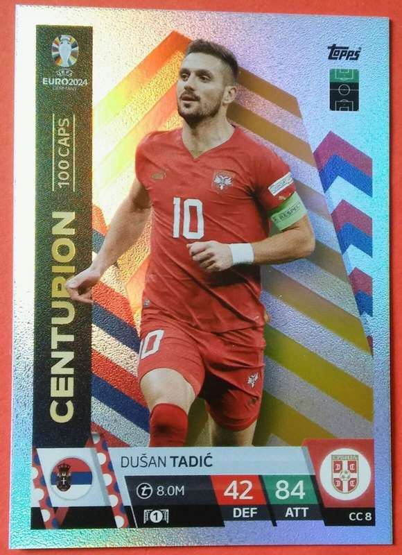 DUSAN TADIC - Topps `UEFA EURO 2024` Collection -  FOIL`CENTURION` Trading Card CC8