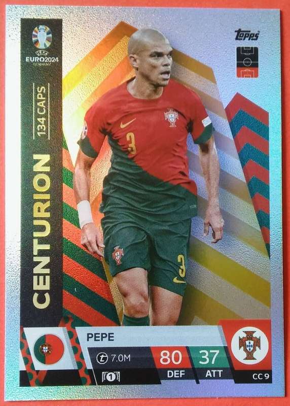 PEPE - Topps `UEFA EURO 2024` Collection -  FOIL`CENTURION` Trading Card CC9