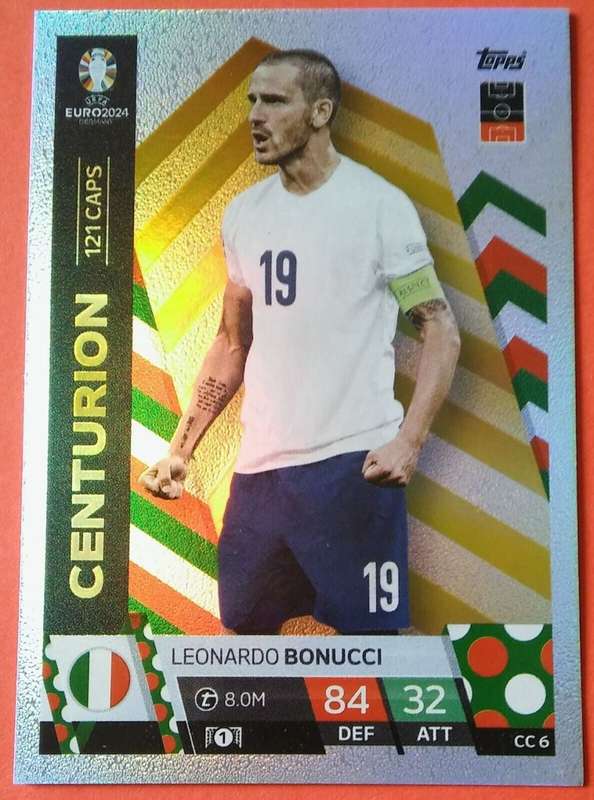 LEONARDO BONUCCI - Topps `UEFA EURO 2024` Collection -  FOIL`CENTURION` Trading Card CC6
