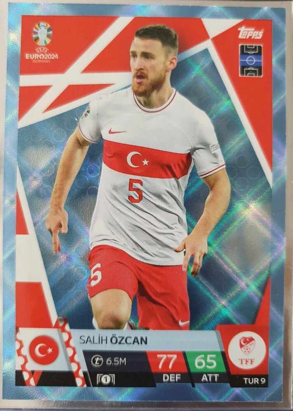 SALIH OZCAN - Topps `UEFA EURO 2024` Collection - BLUE SAPHIRE Trading Card TUR9