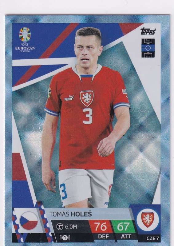 TOMAS HOLES - Topps `UEFA EURO 2024` Collection - BLUE SAPHIRE Trading Card CZE7