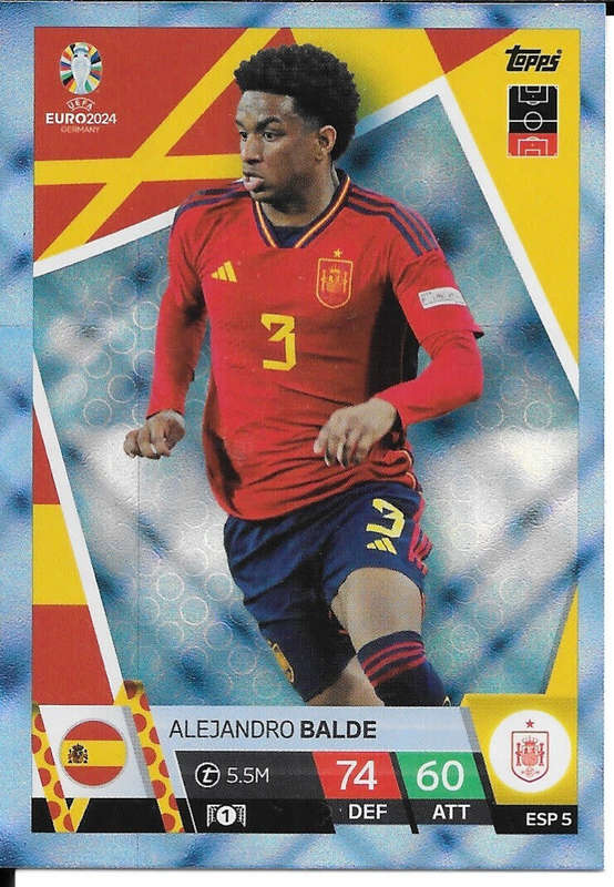 ALEJANDRO BALDE - Topps `UEFA EURO 2024` Collection - BLUE SAPHIRE Trading Card ESP5
