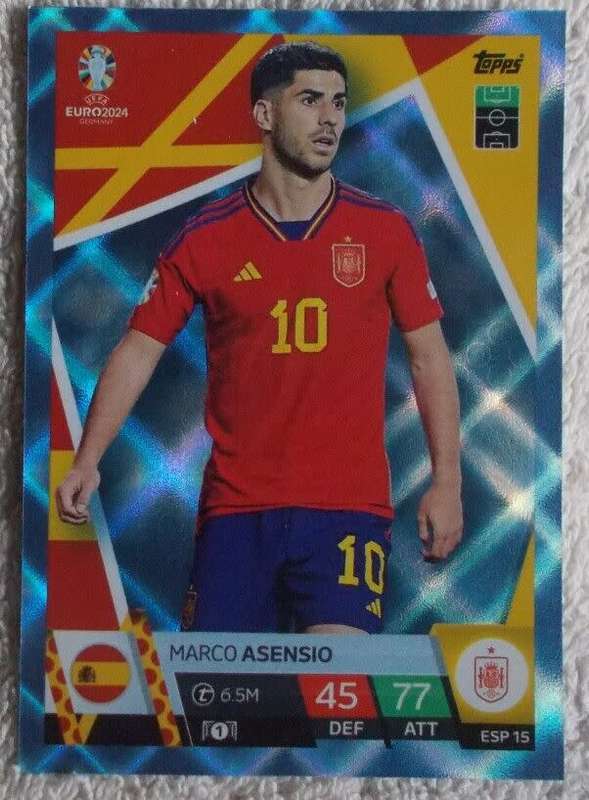 MARCO ASENSIO - Topps `UEFA EURO 2024` Collection - BLUE SAPHIRE Trading Card ESP15
