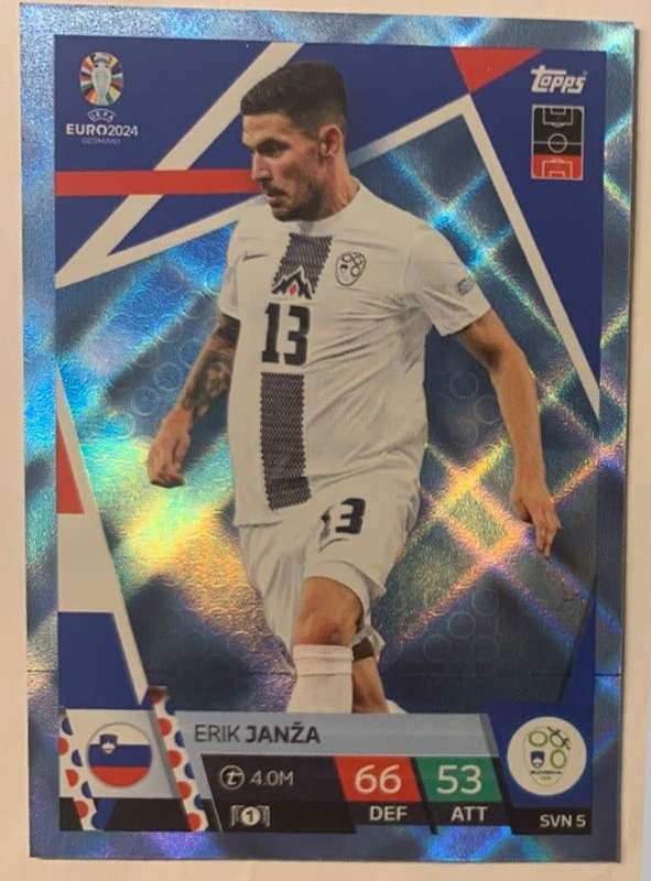 ERIK JANZA - Topps `UEFA EURO 2024` Collection - BLUE SAPHIRE Trading Card SVN5