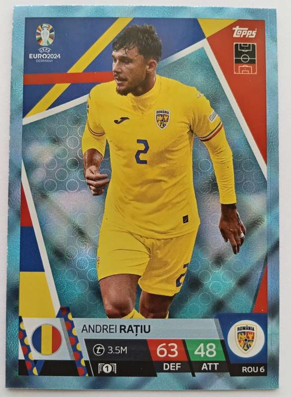 ANDREI RATIU - Topps `UEFA EURO 2024` Collection - BLUE SAPHIRE Trading Card ROU6
