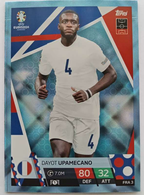 DAYOT UPAMECANO - Topps `UEFA EURO 2024` Collection - BLUE SAPHIRE Trading Card FRA3
